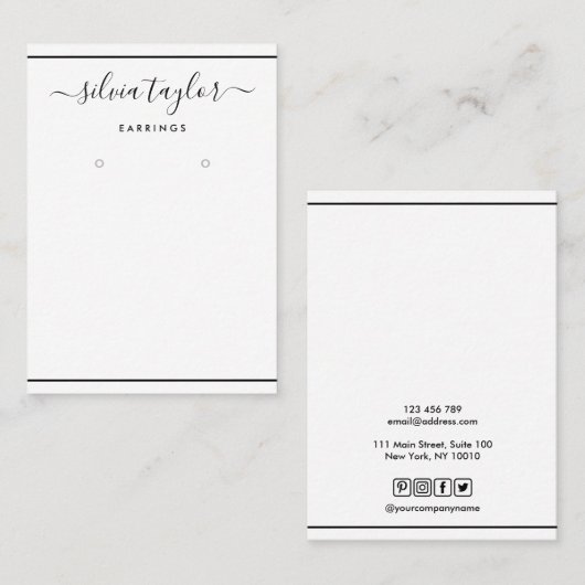Eenvoudige, moderne, zwarte, witte Kaart Visitekaartje (Voorkant / Achterkant)
