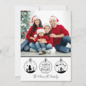 Eenvoudige Moderne Zwarte Witte Kerst Foto Feestdagenkaart (Voorkant)