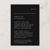 Eenvoudige moderne zwarte witte monogram accommoda RSVP kaartje (Voorkant)