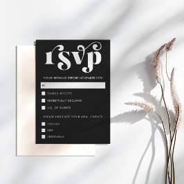 Eenvoudige moderne zwarte & witte RSVP kaart