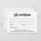 Eenvoudige moderne zwarte zakelijke cadeaubon (Achterkant)