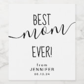 Eenvoudige Moederdag Beste mama zwart-wit Wijn Etiket (Enkel label)