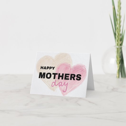 Eenvoudige Moederdag Kaart met Harten (Voorkant)