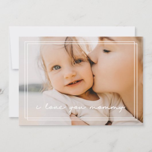 Eenvoudige Moederdag White Double Framed-fotokaart Feestdagenkaart (Voorkant)