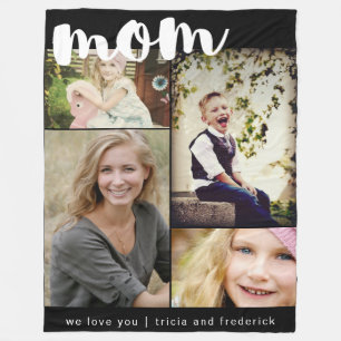 Eenvoudige Mom Script Photo Collage Fleece Deken