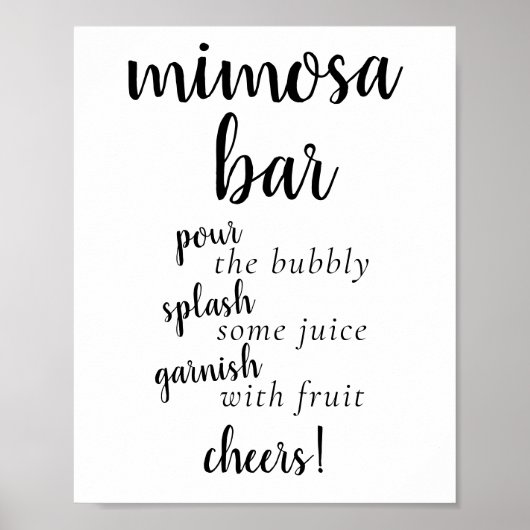 Eenvoudige Momosa Bar | Zwart script elk eventteke Poster (Voorkant)
