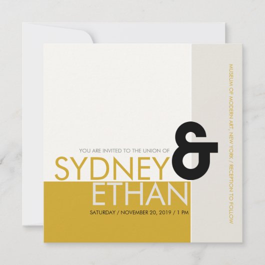 Eenvoudige Mondriaan minimalistische moderne bruil Kaart (Voorkant)