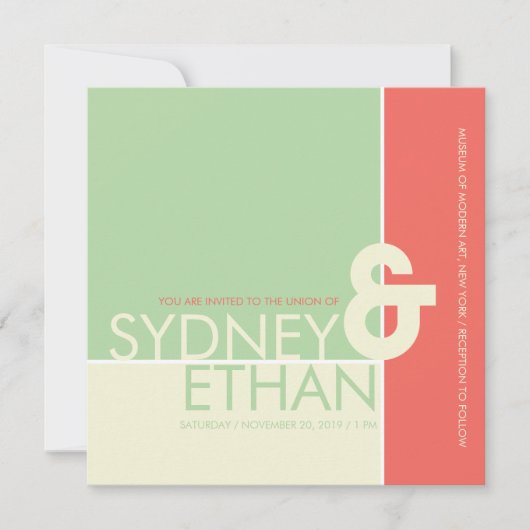 Eenvoudige Mondriaanse minimalistische moderne huw Kaart (Voorkant)