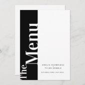 Eenvoudige mono tekst zwart met witte bruiloft men menu (Voorkant / Achterkant)