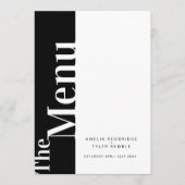 Eenvoudige mono tekst zwart met witte bruiloft men menu (Voorkant)