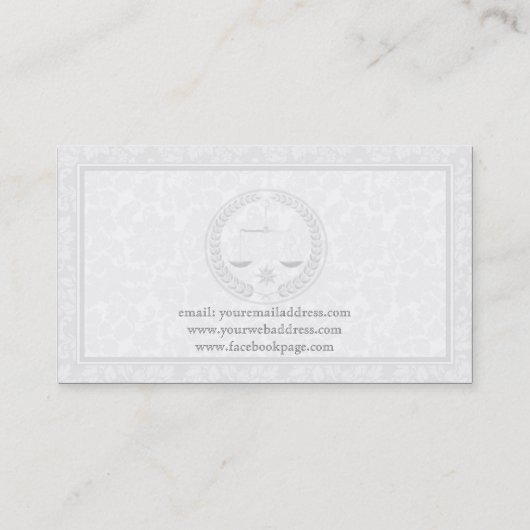 Eenvoudige monochromatische en damasks advocaat in visitekaartje (Achterkant)