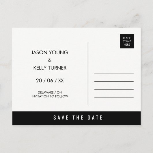 Eenvoudige monochrome cirkel bewaar de datum - bri aankondigingskaart (Achterkant)