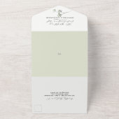 Eenvoudige monochrome groene eucalyptus bruiloft all in one uitnodiging (Buitenkant)