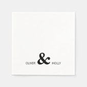 Eenvoudige monochrome naam bruiloft servetten (Voorkant)