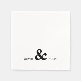 Eenvoudige monochrome naam bruiloft servetten