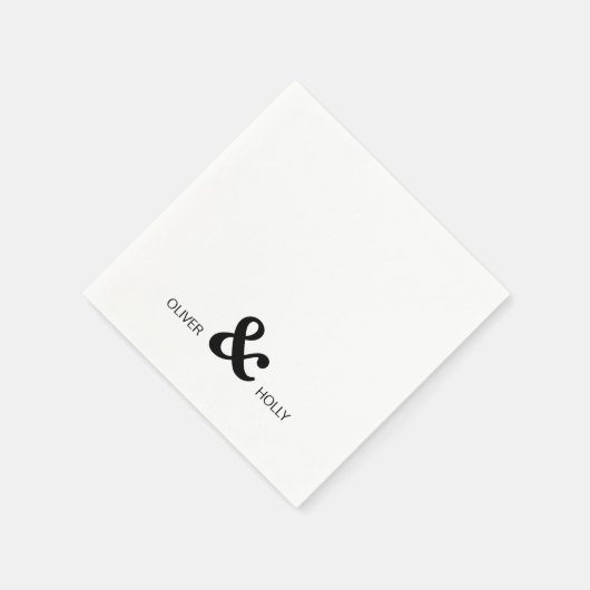 Eenvoudige monochrome naam bruiloft servetten (Hoek)