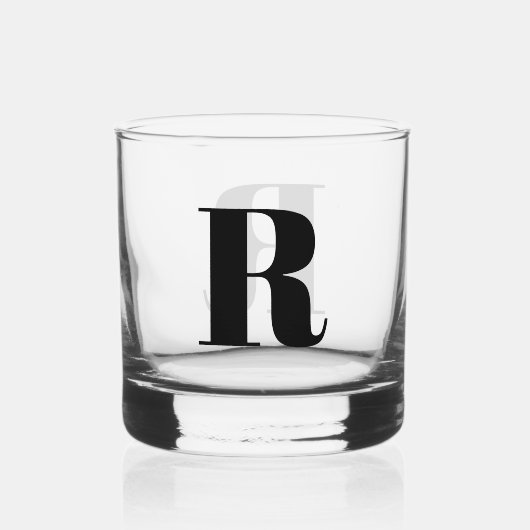 Eenvoudige Monogram aangepaste kleur Whisky Glas (Voorkant)