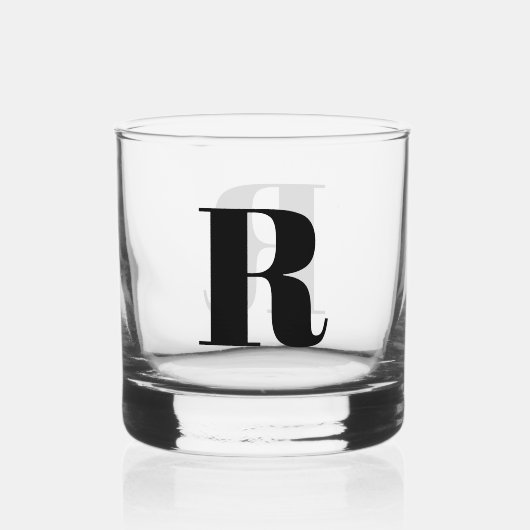 Eenvoudige Monogram aangepaste kleur Whisky Glas (Achterkant)