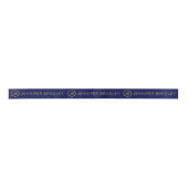 Eenvoudige Monogram Aangepaste Naam Blauw Goud Satijnen Lint (Voorkant)