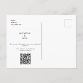 Eenvoudige Monogram B/W QR Code Bewaar Datum Aankondigingskaart (Achterkant)