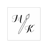 Eenvoudige Monogram Beginletters Schilderkwast Rubberstempel (Afrduk)
