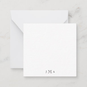 Eenvoudige Monogram Blanco Note Kaart. Notitiekaartje