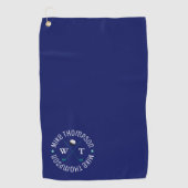 Eenvoudige Monogram Blauwe Handdoek voor een Golf- (Voorkant)
