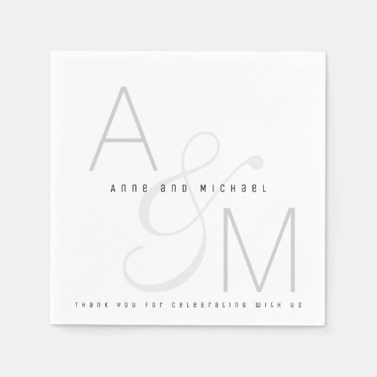 Eenvoudige monogram bruiloft receptie feest servet (Voorkant)