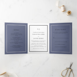 Eenvoudige Monogram Bruiloft Tri-Fold uitnodiging