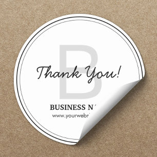 Eenvoudige Monogram Business Dank u Stickers