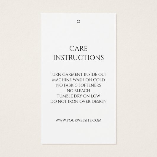 Eenvoudige Monogram Care Instructies Hang Labels Visitekaartje (Achterkant)