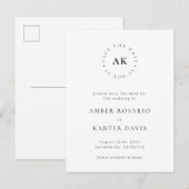 Eenvoudige monogram Cirkel Modern minimalistisch l Aankondigingskaart (Voorkant / Achterkant)