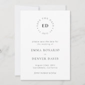 Eenvoudige monogram Cirkel Modern minimalistisch l Save The Date (Voorkant)