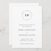 Eenvoudige monogram Cirkel Modern minimalistisch l Save The Date (Voorkant / Achterkant)