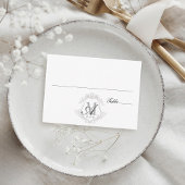 Eenvoudige  Monogram Crest Wedding Place Card Informatiekaartje