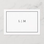 Eenvoudige Monogram Details Witte Huwelijksbijlage Informatiekaartje (Achterkant)