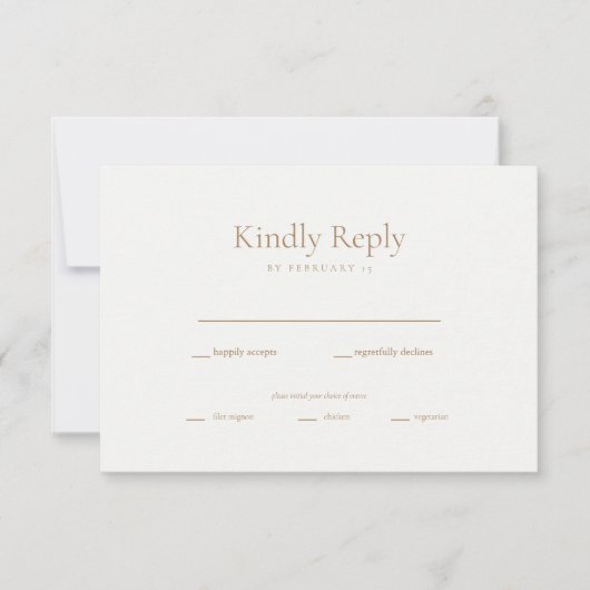 Eenvoudige Monogram Diner Keuzes RSVP Kaartje (Voorkant)