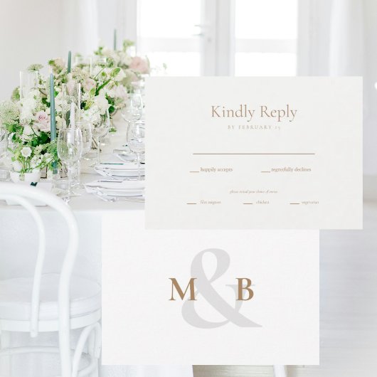 Eenvoudige Monogram Diner Keuzes RSVP Kaartje