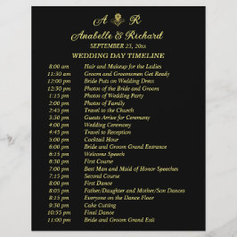 Eenvoudige Monogram Elegant Weddenschap Tijdlijn Flyer