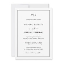 Eenvoudige Monogram Elegante All In One Trouwkaart