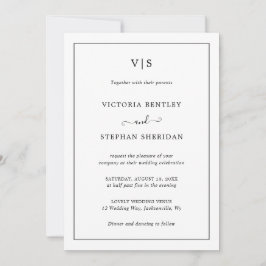 Eenvoudige Monogram Elegante All In One Trouwkaart Kaart