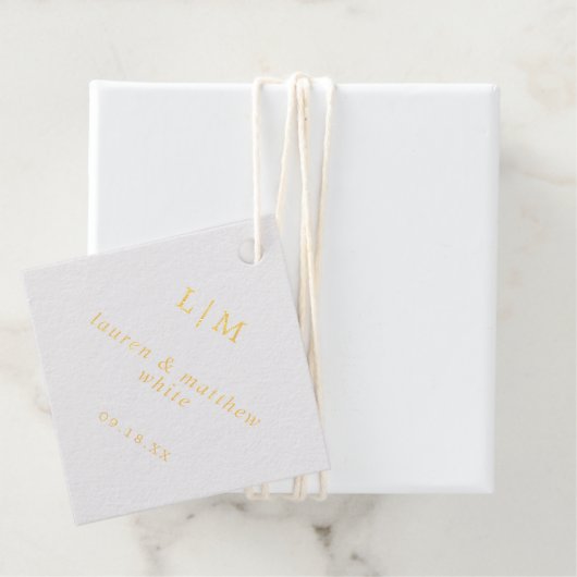 Eenvoudige Monogram Elegante Trouw Bedankjes Labels (Met doos)
