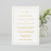 Eenvoudige Monogram Elegante Trouw Folie Uitnodiging (Staand Voorkant)
