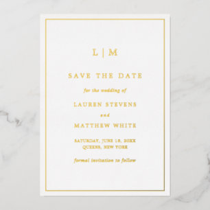 Eenvoudige Monogram Elegante Trouw 'Save the Date' Folie Uitnodiging