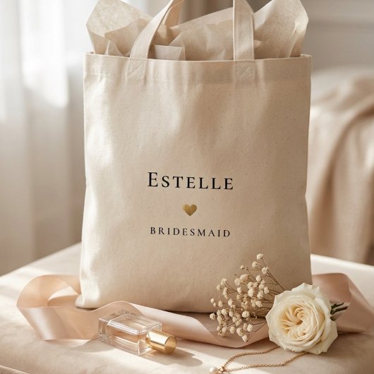Eenvoudige monogram en gouden hart tote bag