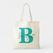 Eenvoudige monogram en naam Moderne kalligrafie Tote Bag (Achterkant)