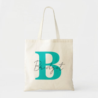 Eenvoudige monogram en naam Moderne kalligrafie Tote Bag