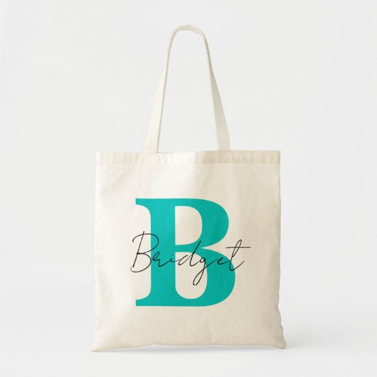 Eenvoudige monogram en naam Moderne kalligrafie Tote Bag (Voorkant)