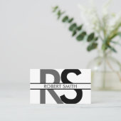 Eenvoudige monogram en naamplaat visitekaartje (Staand voorkant)