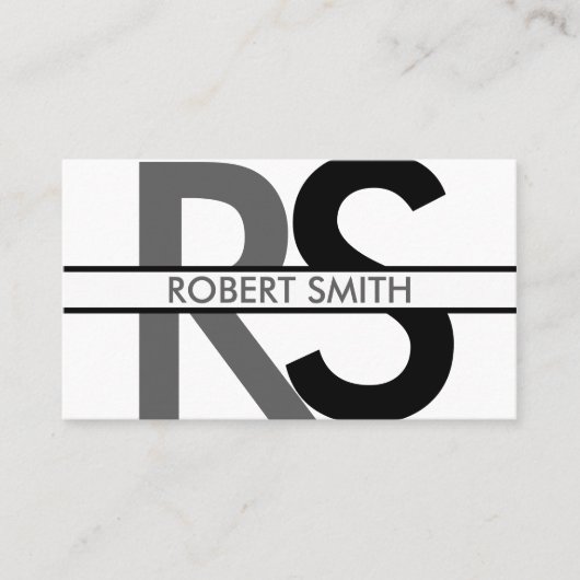 Eenvoudige monogram en naamplaat visitekaartje (Voorkant)